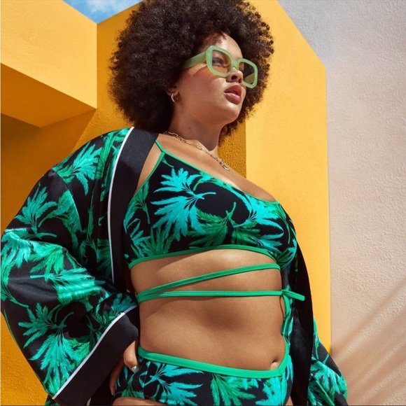 NWT Fe Noel for Target Feathered Palm Print High Leg Cheeky Bikini Bottom - Picture 7 of 7